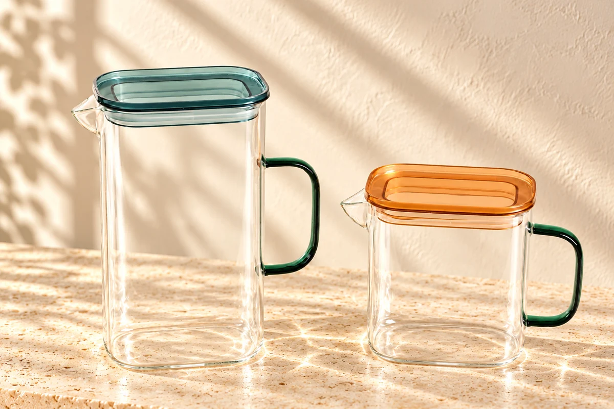 Lidded glass pitchers
